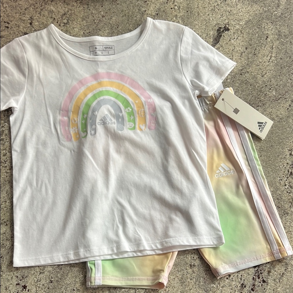 Adidas White Short Sleeve Tee and Shorts Set